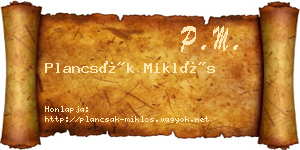 Plancsák Miklós névjegykártya